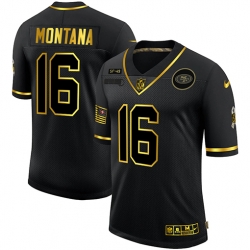 San Francisco 49ers 16 Joe Montana Black Gold 2020 Salute To Service Limited Jersey