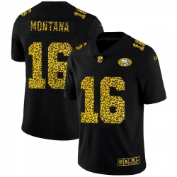 San Francisco 49ers 16 Joe Montana Black Leopard Print Fashion Vapor Limited NFL Jersey