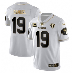 San Francisco 49ers 19 Deebo Samuel White Gold 75th Anniversary With C Patch Stitched Jersey