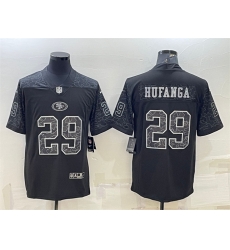 San Francisco 49ers 29 Talanoa Hufanga Black Reflective Limited Stitched Football Jersey San Francisco 49ers 29 Talanoa Hufanga Black Reflective Limited Stitched Football Jersey