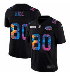 San Francisco 49ers 80 Jerry Rice Multi Color Black 2020 NFL Crucial Catch Vapor Untouchable Limited Jersey