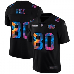 San Francisco 49ers 80 Jerry Rice Multi Color Black 2020 NFL Crucial Catch Vapor Untouchable Limited Jersey