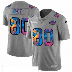 San Francisco 49ers 80 Jerry Rice Multi Color Greyheather 2020 NFL Crucial Catch NFL jersey
