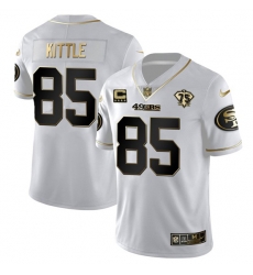 San Francisco 49ers 85 George Kittle White Gold 75th Anniversary With C Patch Stitched Jersey