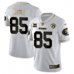 San Francisco 49ers 85 George Kittle White Gold 75th Anniversary With C Patch Stitched Jersey