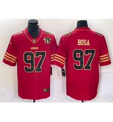 San Francisco 49ers 97 Nick Bosa Red Gold With 75th Anniversary Patch Stitched Jersey San Francisco 49ers 97 Nick Bosa Red Gold With 75th Anniversary Patch Stitched Jersey