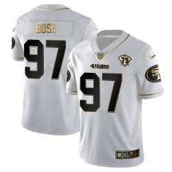 San Francisco 49ers 97 Nick Bosa White Gold 75th Anniversary Stitched Jersey